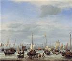 Willem van de Velde  - Bilder Gemälde - The Embarkation of Charles II at Scheveningen