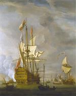 Willem van de Velde  - Bilder Gemälde - The English Ship 'Royal Sovereign' with a Royal Yacht in a Light Air