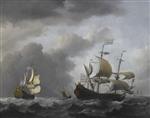 Willem van de Velde  - Bilder Gemälde - The Golden Leeuw at Sea in Heavy Weather