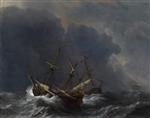 Willem van de Velde  - Bilder Gemälde - Three Ships in a Gale