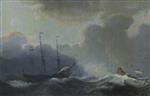Willem van de Velde  - Bilder Gemälde - Three Ships in a Squall