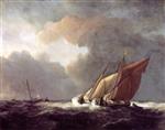 Willem van de Velde  - Bilder Gemälde - Two Dutch Vessels Close-Hauled in a Strong Breeze