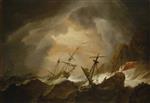 Willem van de Velde  - Bilder Gemälde - Two English Ships Wrecked in a Storm off a Rocky Coast