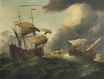 Willem van de Velde  - Bilder Gemälde - Two English Third-Rates at Sea in a Gale