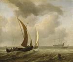 Willem van de Velde  - Bilder Gemälde - Two Kaags at Sea before a Fresh Breeze