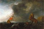 Willem van de Velde  - Bilder Gemälde - Two Ships in Distress