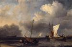 Willem van de Velde  - Bilder Gemälde - Vessels off the Dutch Coast in a Moderate Breeze