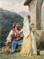 Emile Jean Horace Vernet - Bilder Gemälde - Italian Peasants at a Shrine