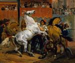 Emile Jean Horace Vernet  - Bilder Gemälde - The Start of the Race of the Riderless Horses