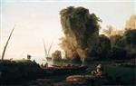 Claude Joseph Vernet - Bilder Gemälde - A Cove on a Rocky Mediterranean Landscape