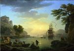 Claude Joseph Vernet - Bilder Gemälde - A Landscape at Sunset