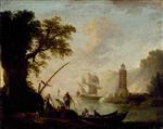 Claude Joseph Vernet - Bilder Gemälde - A Mediterranean Coastal View