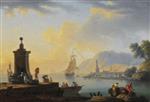 Claude Joseph Vernet - Bilder Gemälde - A Mediterranean Port Scene