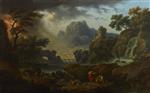 Claude Joseph Vernet - Bilder Gemälde - A Mountain Landscape with an Approaching Storm