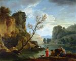 Claude Joseph Vernet - Bilder Gemälde - A River with Fishermen