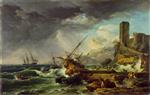 Claude Joseph Vernet - Bilder Gemälde - A Storm with a Shipwreck