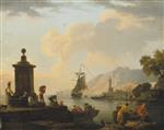 Claude Joseph Vernet - Bilder Gemälde - A View of the Harbour at Genoa