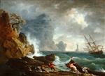 Claude Joseph Vernet  - Bilder Gemälde - An Italian Harbour in Stormy Weather