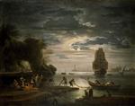 Claude Joseph Vernet  - Bilder Gemälde - Coastal Scene (La Nuit)