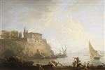 Claude Joseph Vernet  - Bilder Gemälde - Fishermen Pushing a Boat