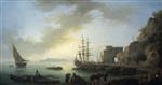 Claude Joseph Vernet  - Bilder Gemälde - Mediterranean Port at Dawn