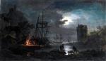 Claude Joseph Vernet  - Bilder Gemälde - Moonlight