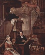 William Hogarth - Bilder Gemälde - Die schlafende Gemeinde