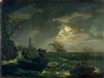 Claude Joseph Vernet  - Bilder Gemälde - Seascape at Night