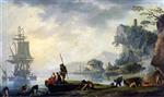 Claude Joseph Vernet  - Bilder Gemälde - The Return of the Fishermen in a Coastal Landscape