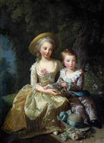 Elisabeth Louise Vigee Lebrun - Bilder Gemälde - Child portraits of Marie-Therese-Charlotte of France and Louis-Joseph-Xavier of France