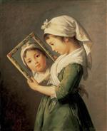 Elisabeth Louise Vigee Lebrun - Bilder Gemälde - Julie Le Brun with a mirror