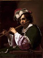 Simon Vouet - Bilder Gemälde - Boy with a Flute