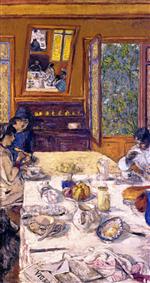 Edouard Vuillard - Bilder Gemälde - Annette Nathanson, Lucy Hessel and Miche Savoir at Breakfast