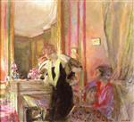 Edouard Vuillard  - Bilder Gemälde - Gabrielle Jonas and Her Daughter Irene Montanet by the Fireplace