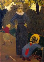 Edouard Vuillard  - Bilder Gemälde - In the Public Garden - The Straw Hat