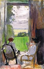 Edouard Vuillard  - Bilder Gemälde - Lucy Hessel and Jeanne Strauss at Étincelles
