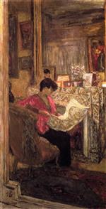 Edouard Vuillard  - Bilder Gemälde - Lucy Hessel Reading the Newspaper, rue de Naples