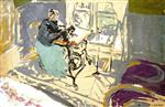 Edouard Vuillard  - Bilder Gemälde - Madame Vuillard at Her Sewing Maching