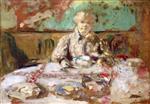 Edouard Vuillard  - Bilder Gemälde - Madame Vuillard at the Dinner Table