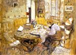Edouard Vuillard  - Bilder Gemälde - Madame Vuillard Reading in the Dining Room