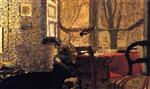 Edouard Vuillard  - Bilder Gemälde - Madame Vuillard Reading the Newspaper