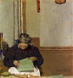 Edouard Vuillard  - Bilder Gemälde - Madame Vuillard Sewing