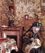 Edouard Vuillard  - Bilder Gemälde - Madame Vuillard Sewing