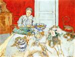 Edouard Vuillard  - Bilder Gemälde - Madame Vuillard Shelling in the Dining Room