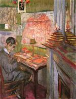 Edouard Vuillard  - Bilder Gemälde - Portrait of Jadques Laroche, Child, at His Work Table