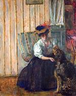 Edouard Vuillard  - Bilder Gemälde - Portrait of Madame Bonnard with her Dog at Rue Drouai