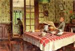 Edouard Vuillard  - Bilder Gemälde - Reading in the Dining Room, Vaucresson