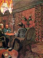 Edouard Vuillard  - Bilder Gemälde - The Game of Bridge - The Salon at the Clos Cêzanne