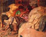 Edouard Vuillard  - Bilder Gemälde - Three Women on a Sofa at Clos Cézanne, Vaucresseon