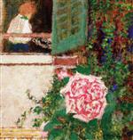 Edouard Vuillard  - Bilder Gemälde - Young Woman at the Window and Flower